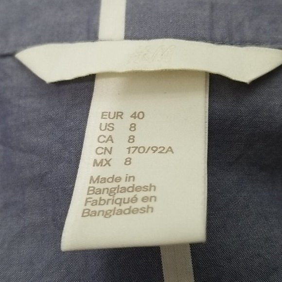 H&M blue & white chambray striped midi wrap dress - Picture 6 of 9